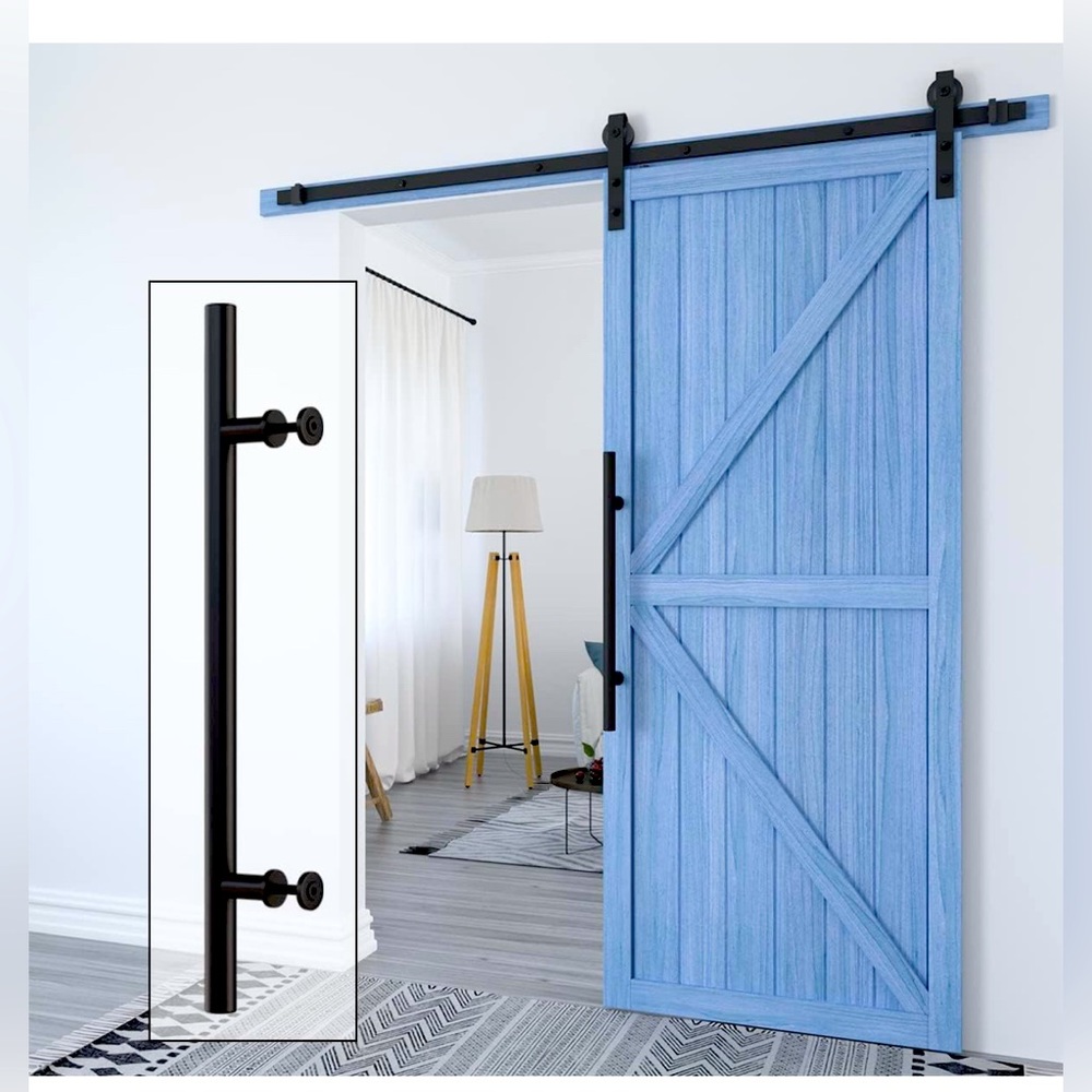 22” Round Barn Door Handle, Matte Black, 1 Piece (Handle Only)